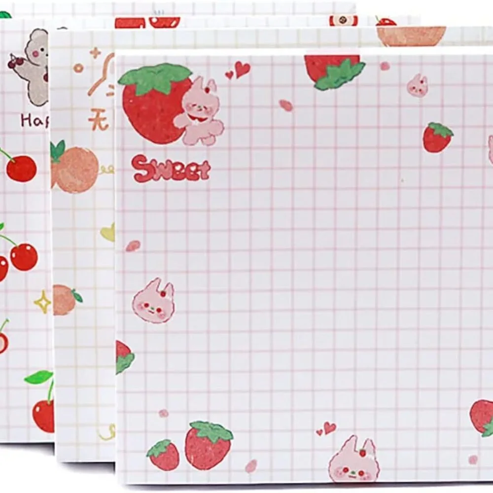 4 Pack Cute Sticky Notes Kawaii Sticky Notes Memo Pad 3.1x3.1 Inches Self-Stick